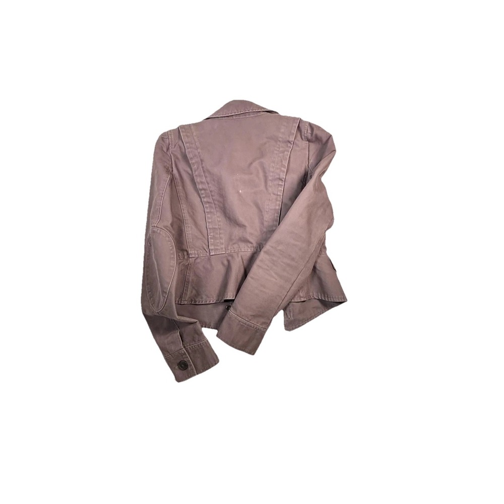 LOFT‎ Jacket Womens 2 Purple Cotton Twill Military Utility Short Zip Pockets - Picture 8 of 14